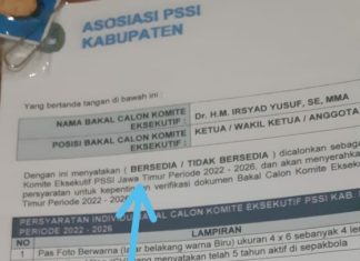 Formulir Pencalonan Askab PSSI Kabupaten Pasuruan Dinilai Cacat Hukum