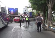 Kelebihan Muatan, Pikap Terguling di Tengah Kota Probolinggo
