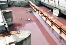 Tercemar Limbah, Kali Wrati Jadi Merah Darah