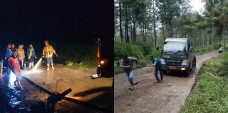 Jalan Menanjak Licin, Damkar Probolinggo Jadi Penyelamat Pengguna Jalan