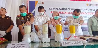 373 Gram Sabu Diblender hingga Hancur, Kejari Probolinggo Musnahkan Barang Bukti Puluhan Kasus Narkotika
