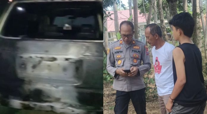 Mobil Kontraktor Jalan Condong–Segaran Diduga Dibakar OTK, Polisi Turun Tangan