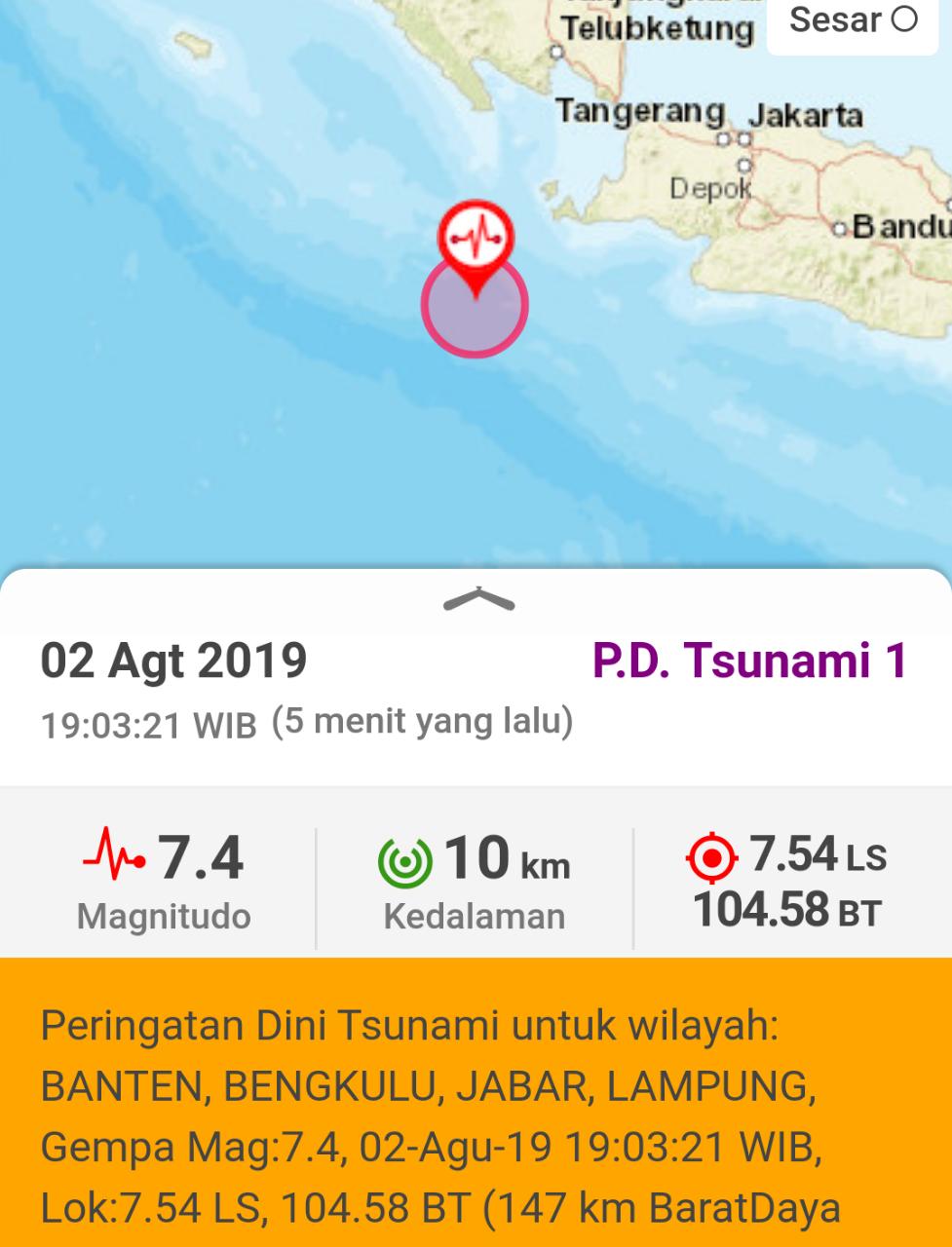 Gempa Berpotensi Tsunami Guncang Banten Terasa Di Lumajang Hingga Pasuruan Wartabromo